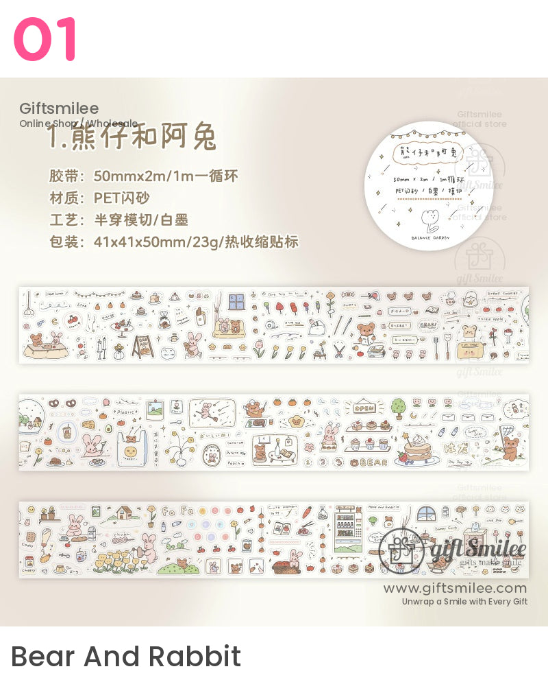 草莓兔粉彩寵物捲膠帶 | KS-RT-1619