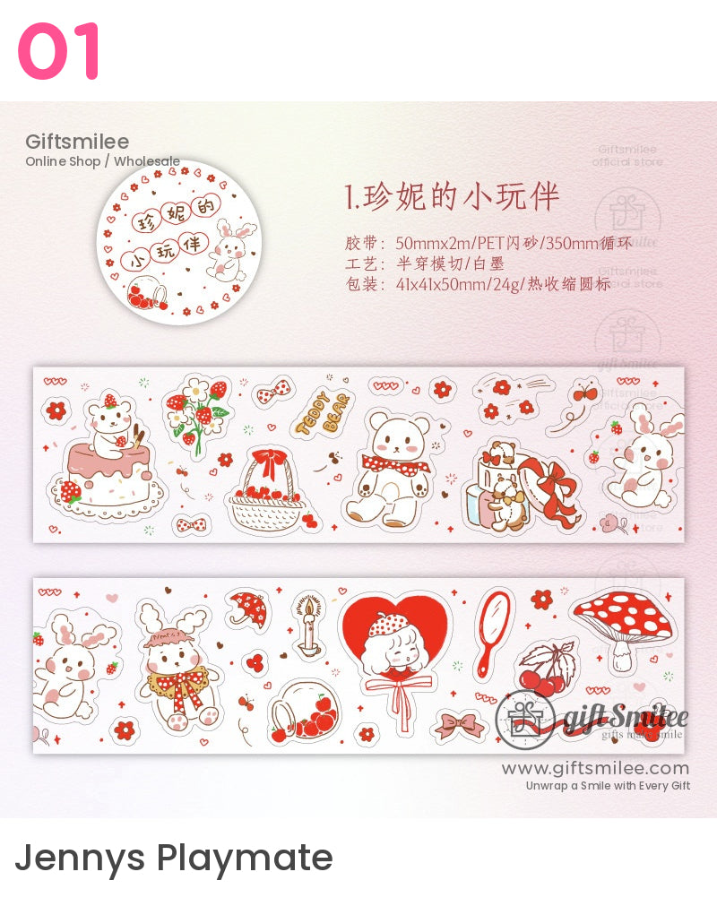 可愛粉彩裝飾模切膠帶 | KS-RT-1621