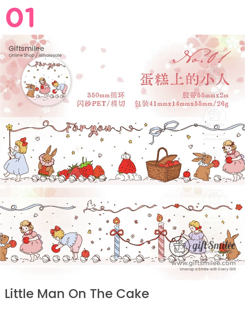 故事書兔花卉模切膠帶 | KS-RT-1633