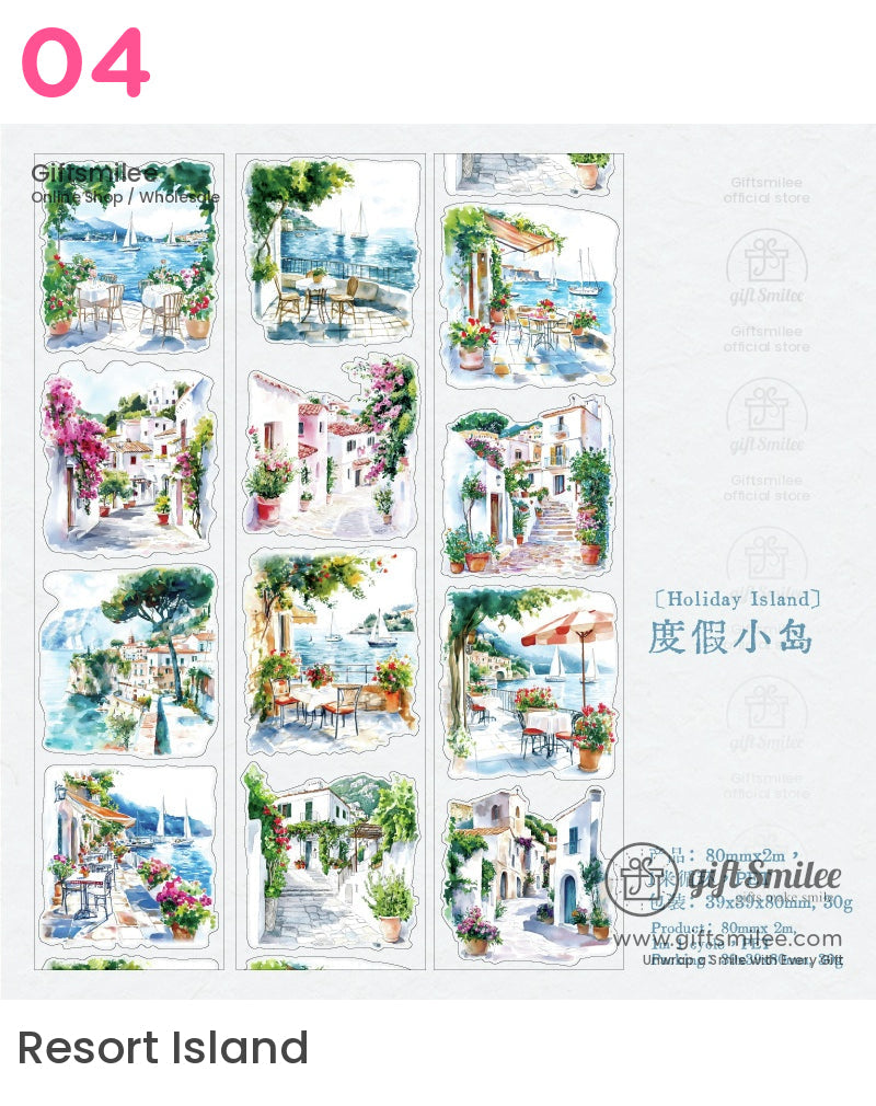 復古旅行水彩捲膠帶 | KS-RT-1638