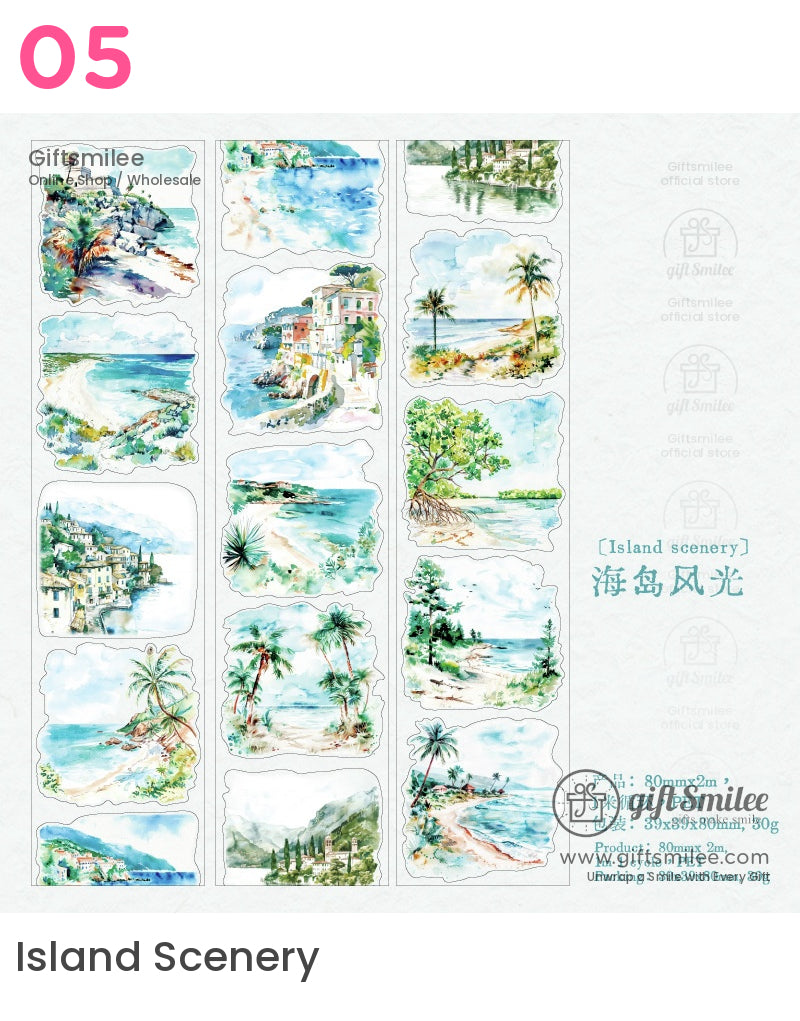 復古旅行水彩捲膠帶 | KS-RT-1638