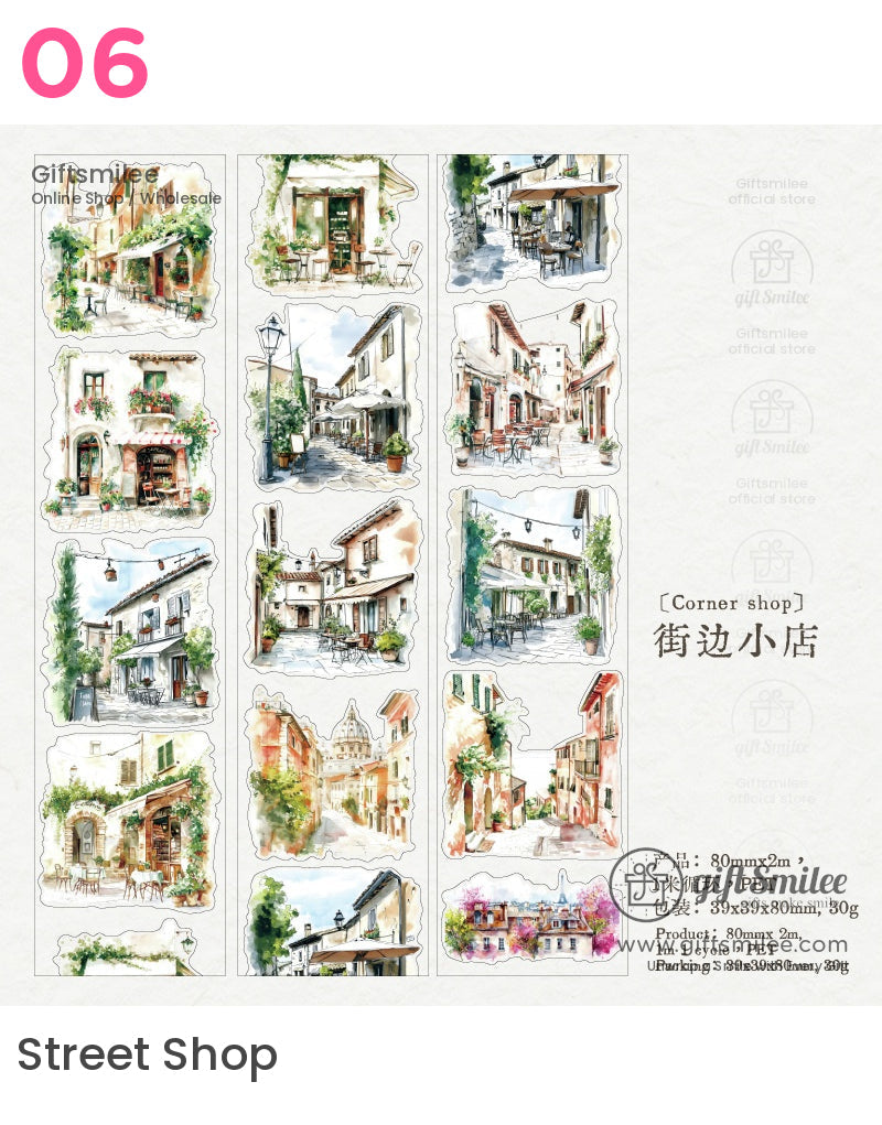 復古旅行水彩捲膠帶 | KS-RT-1638