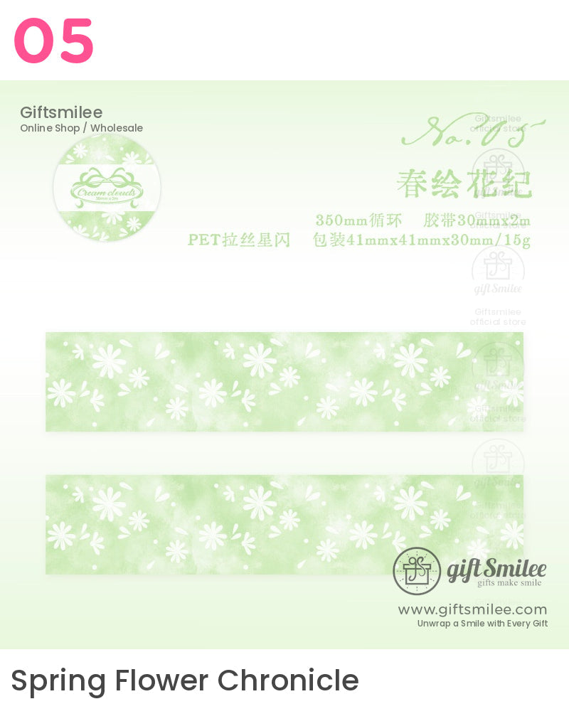 夢幻柔和花卉與星空圖案捲膠帶 | KS-RT-1652