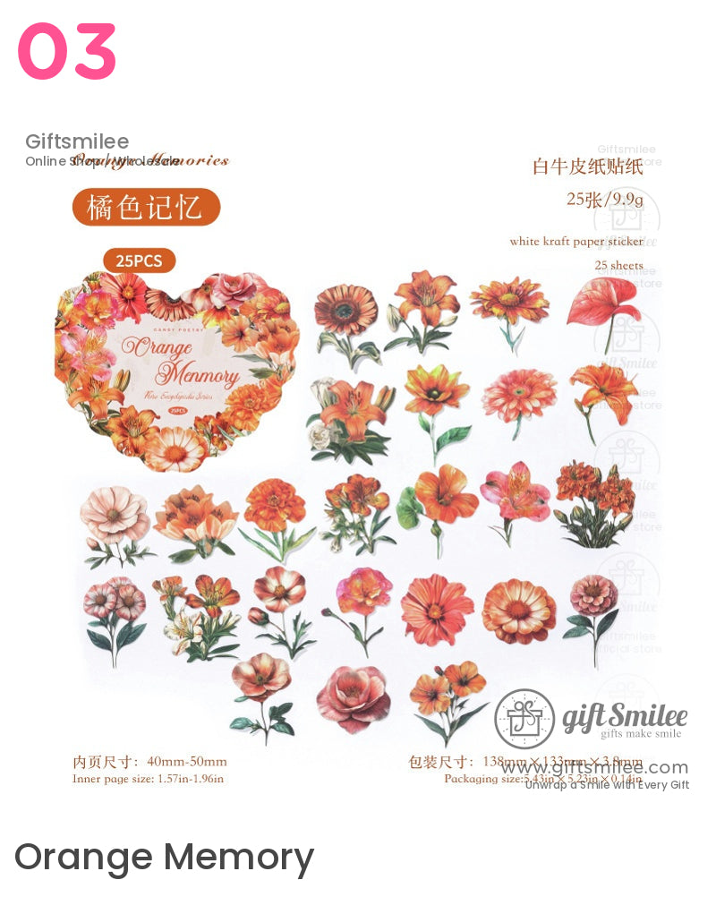 復古花卉植物貼紙包 | KS-SA-4012