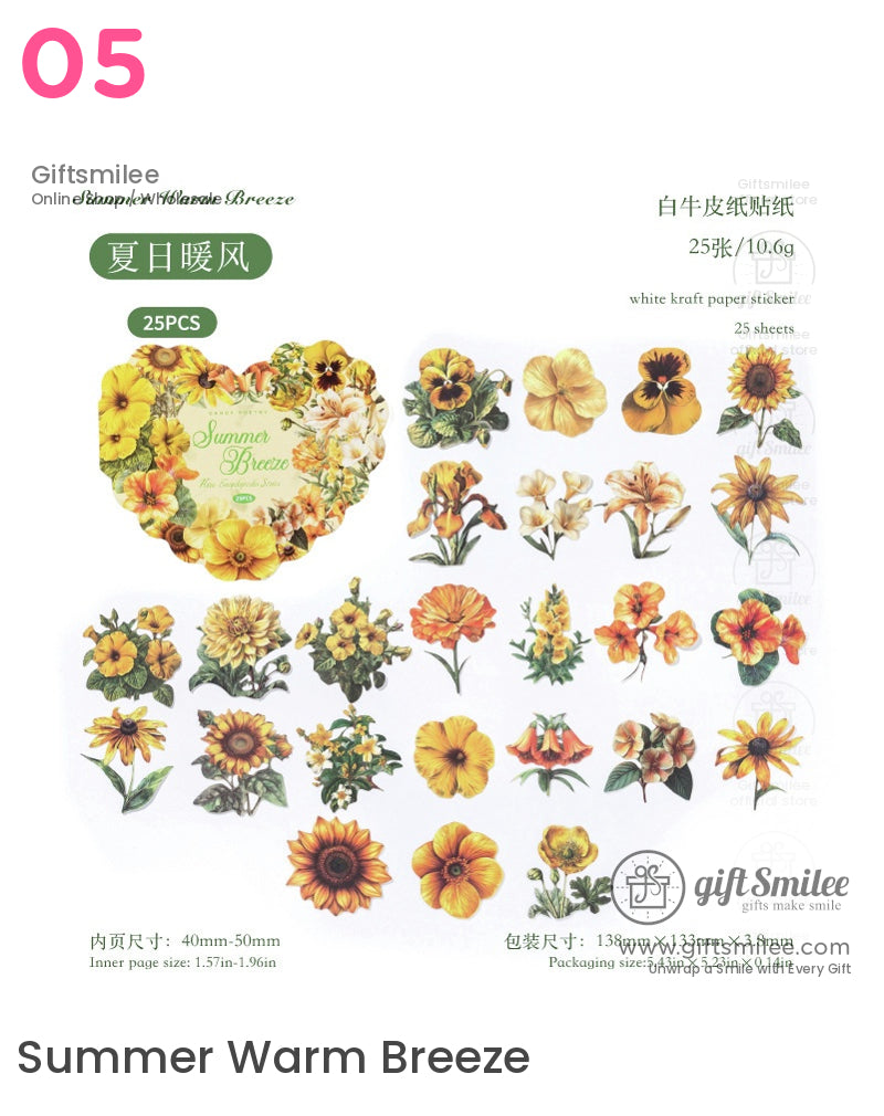 復古花卉植物貼紙包 | KS-SA-4012