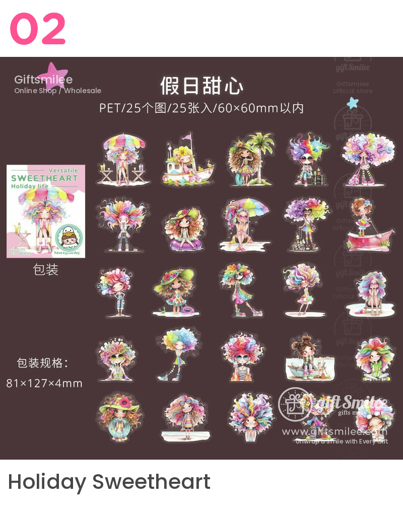 甜心假期生活卡通女孩貼紙 | KS-SA-4013