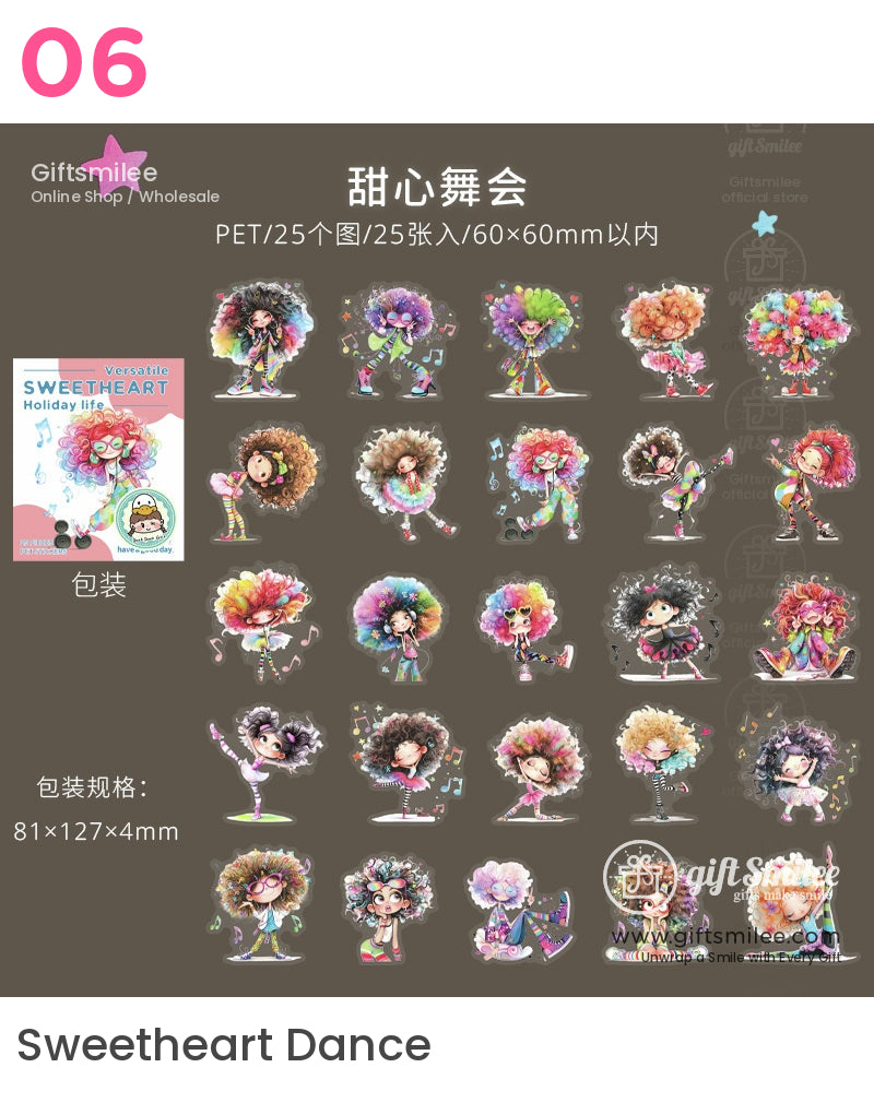 甜心假期生活卡通女孩貼紙 | KS-SA-4013