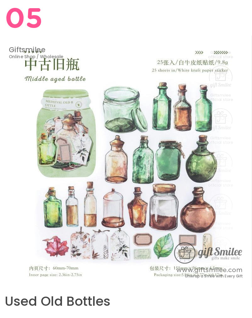 復古瓶子貼紙包 | KS-SA-4049