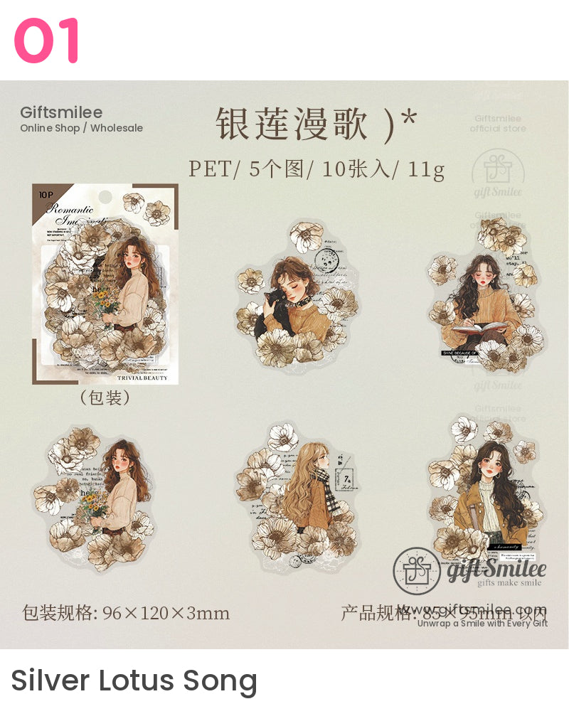 時尚女孩花卉貼紙 | KS-SA-4089