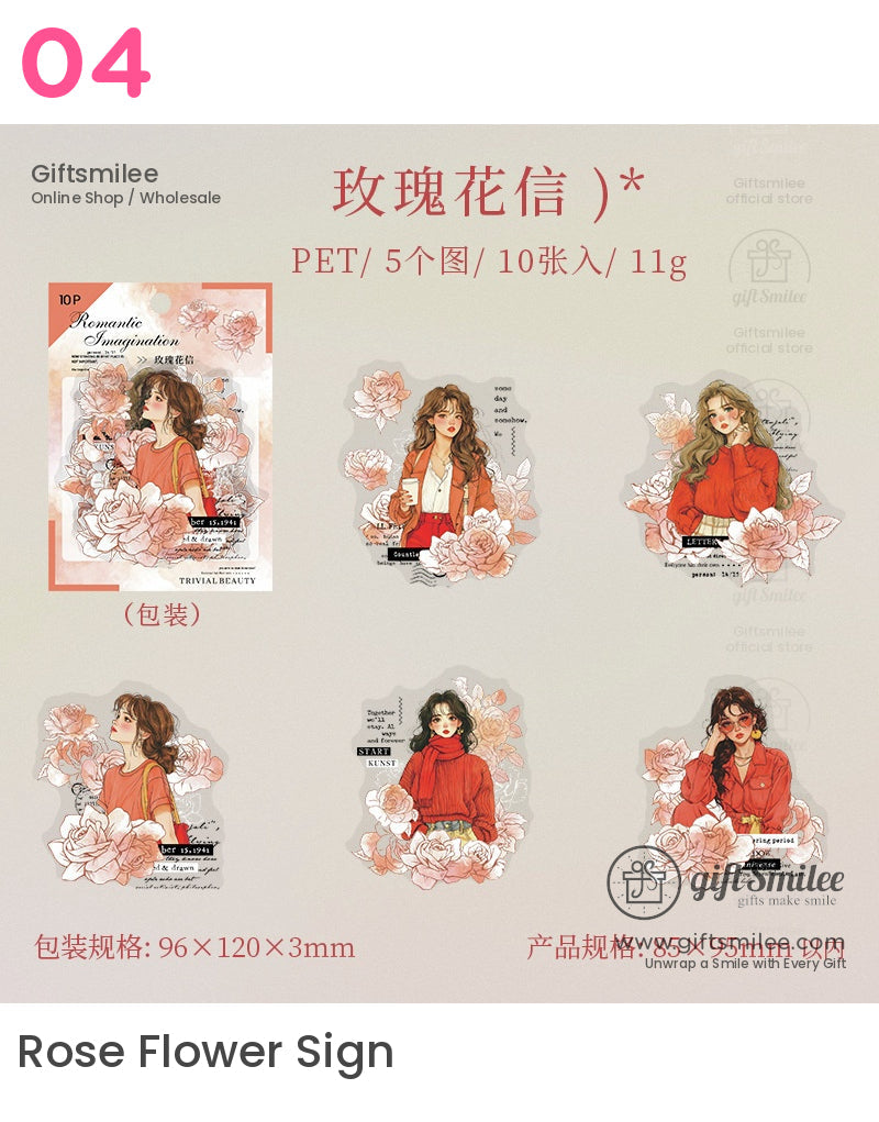 時尚女孩花卉貼紙 | KS-SA-4089