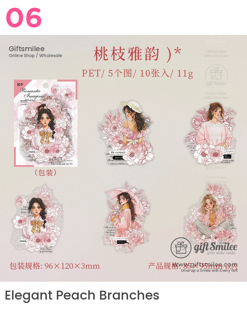 時尚女孩花卉貼紙 | KS-SA-4089