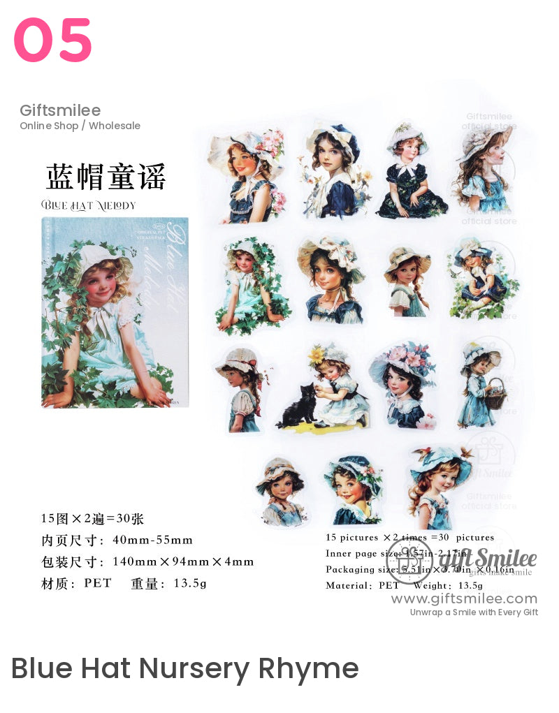 懷舊維多利亞風格插畫貼紙包 | KS-SA-4104