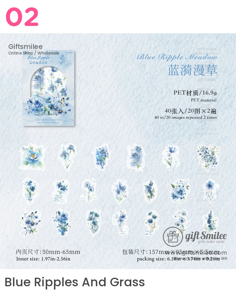 彩色墨水植物插圖貼紙包 | KS-SA-4129