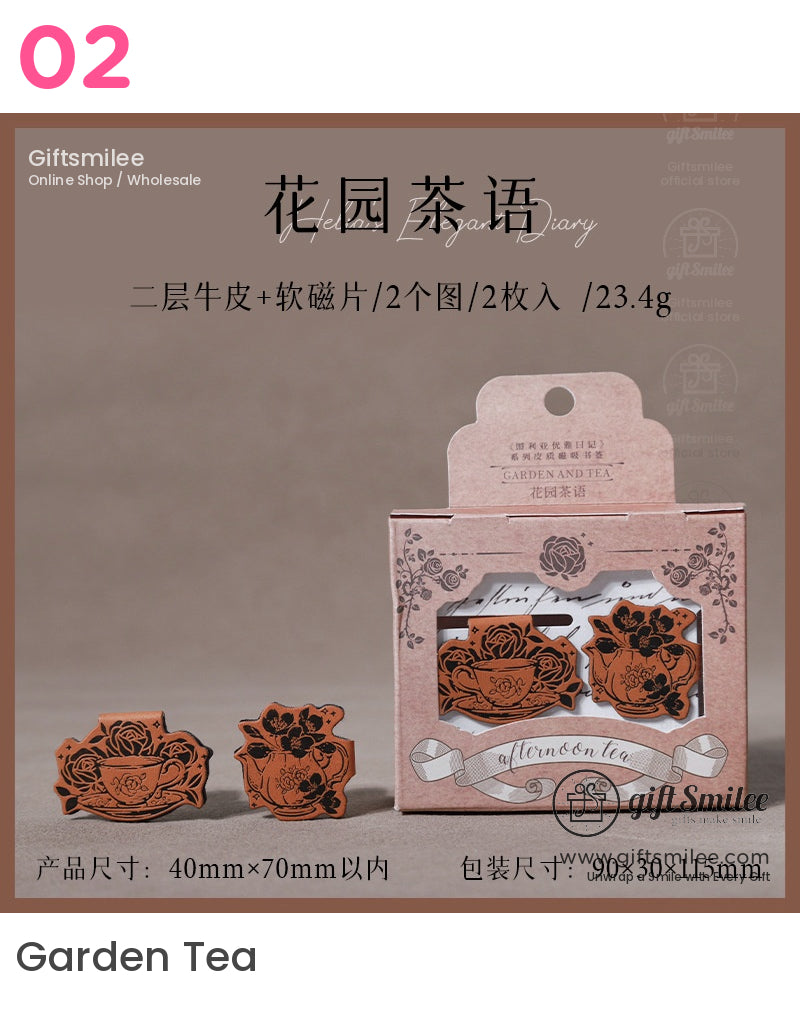 貓茶主題磁性皮革書籤 | KS-BM-109 