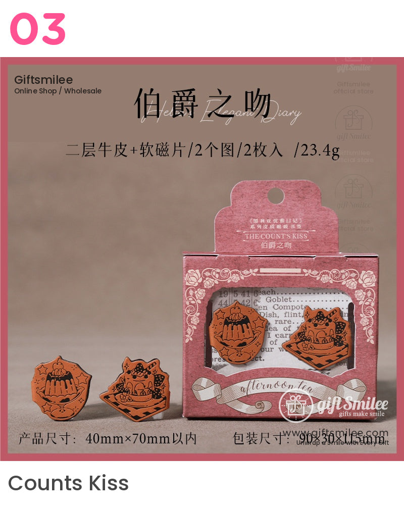 貓茶主題磁性皮革書籤 | KS-BM-109 