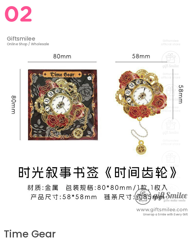 維多利亞蒸氣龐克玫瑰胸針蝴蝶書籤 | KS-BM-111