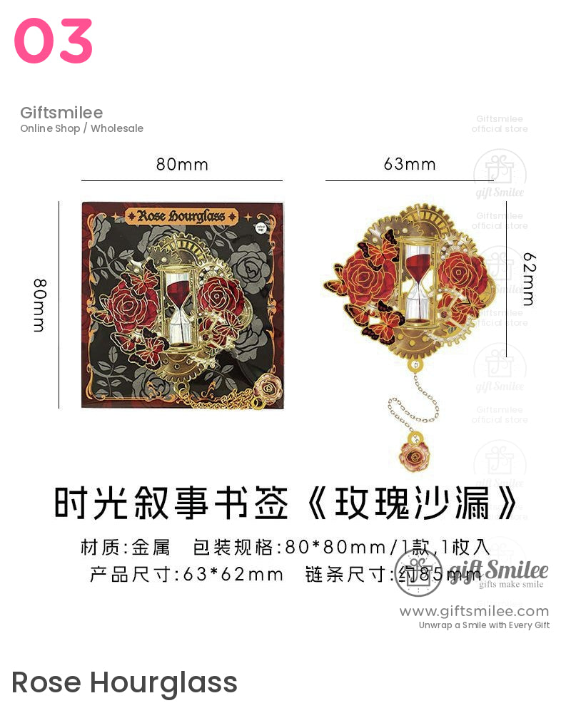 維多利亞蒸氣龐克玫瑰胸針蝴蝶書籤 | KS-BM-111