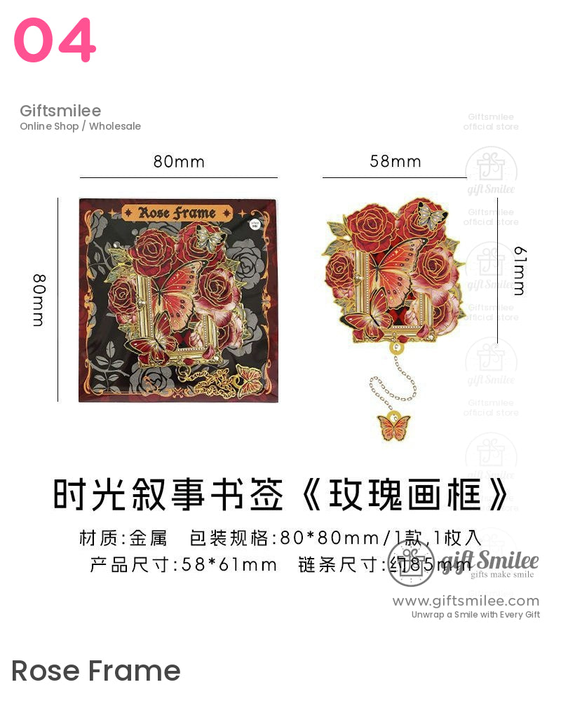 維多利亞蒸氣龐克玫瑰胸針蝴蝶書籤 | KS-BM-111