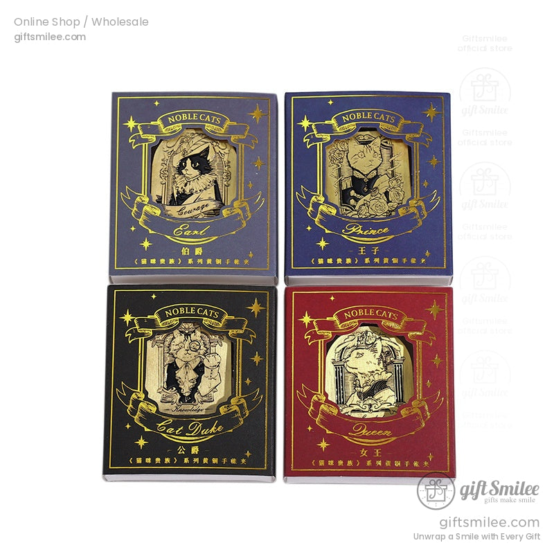 Antique Brass-Tone Zinc Alloy Engraved Noble Cat Motifs Metal Bookmark Clips | KS-BM-118