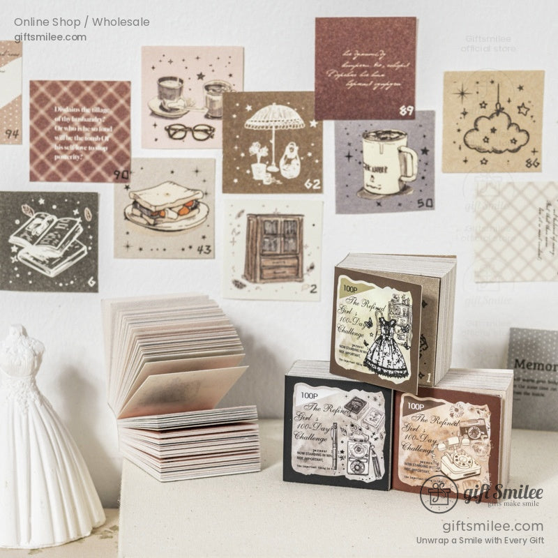 100-Sheet Retro Pastel Square Tear-Off Adhesive 50×50 Mm Sticky Note Pads | KS-CK-1233