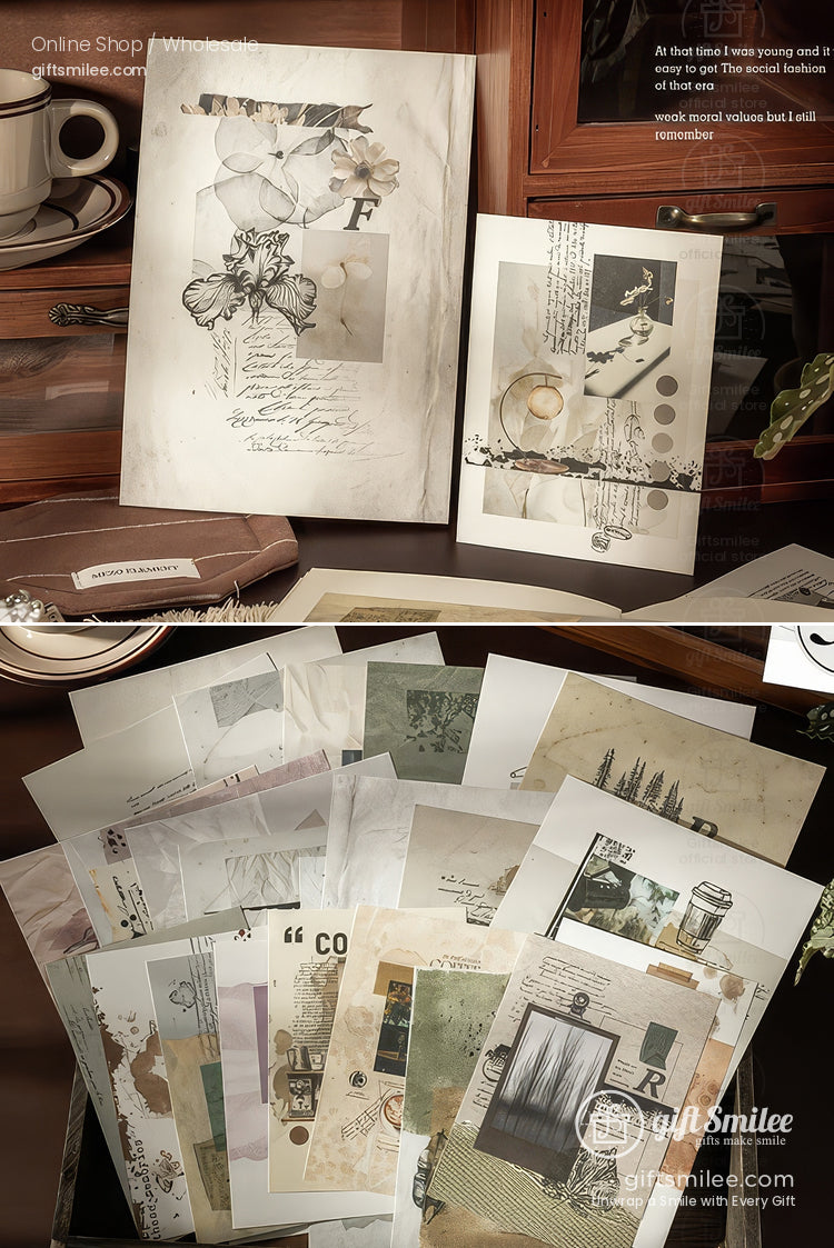 Vintage A5 Mixed-Texture Collage Prints Decorative Scrapbook Paper | KS-CK-1234