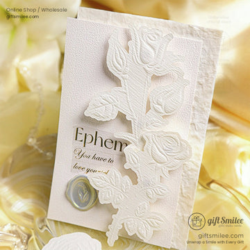 Embossed 3D Rose Relief Paintable Textured Paper Embossed Floral Stickers | KS-CK-1237