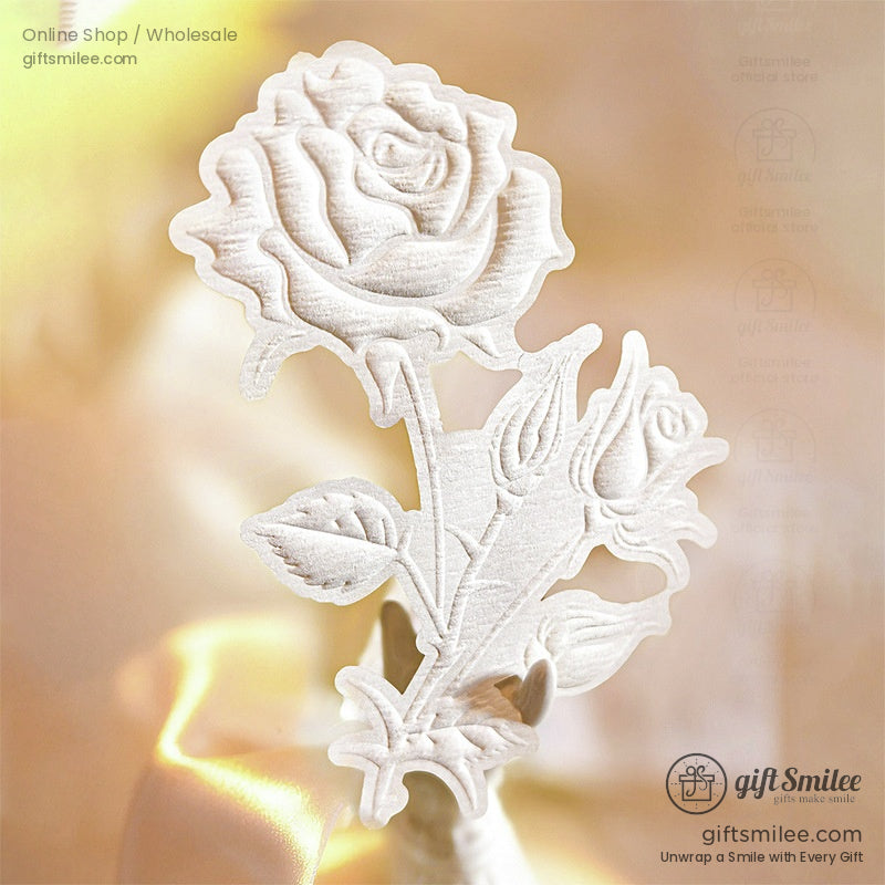 Embossed 3D Rose Relief Paintable Textured Paper Embossed Floral Stickers | KS-CK-1237