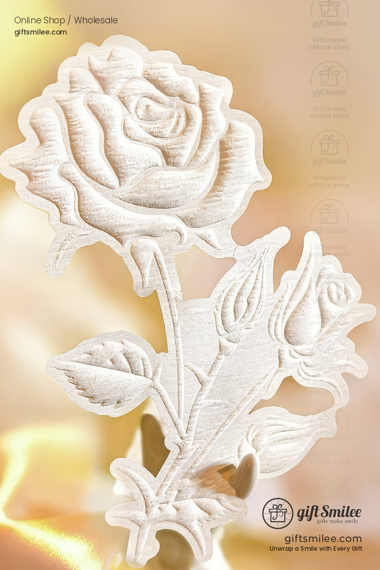 Embossed 3D Rose Relief Paintable Textured Paper Embossed Floral Stickers | KS-CK-1237