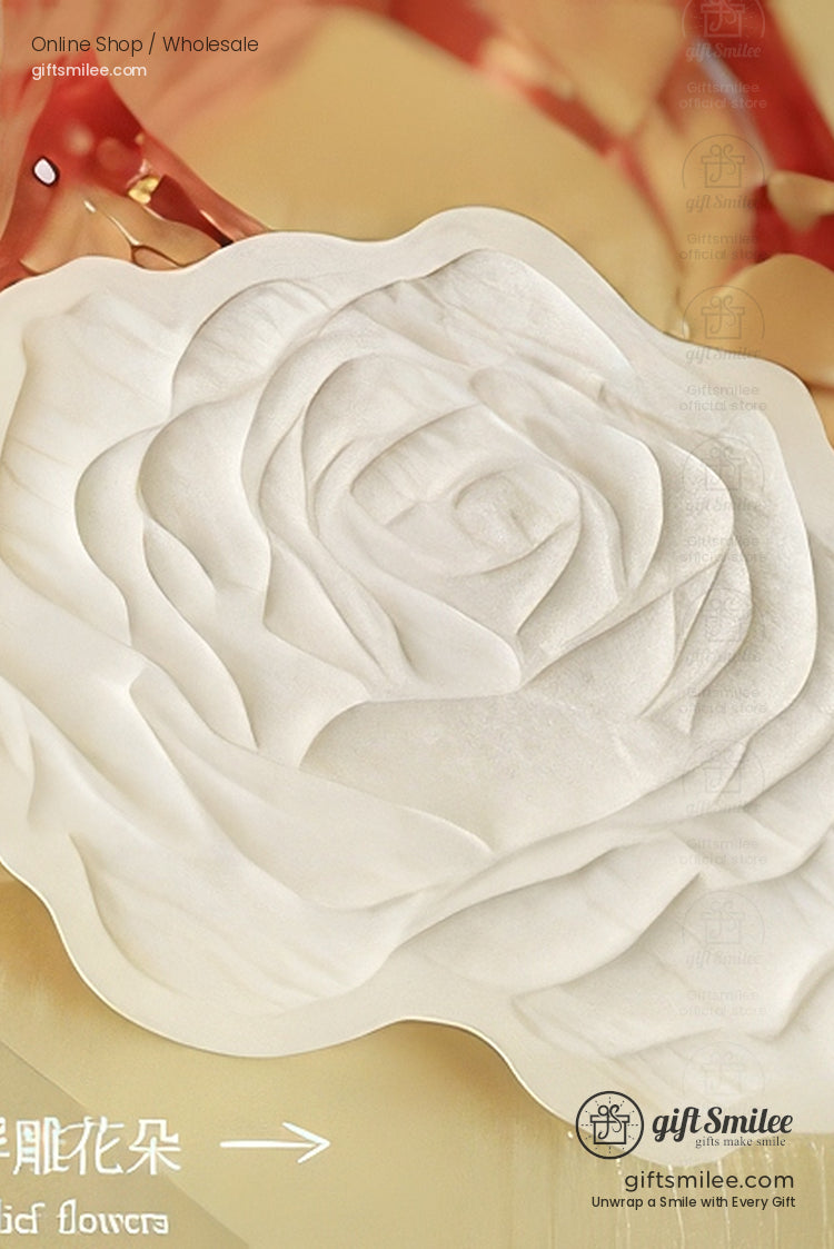 Embossed 3D Rose Relief Paintable Textured Paper Embossed Floral Stickers | KS-CK-1237