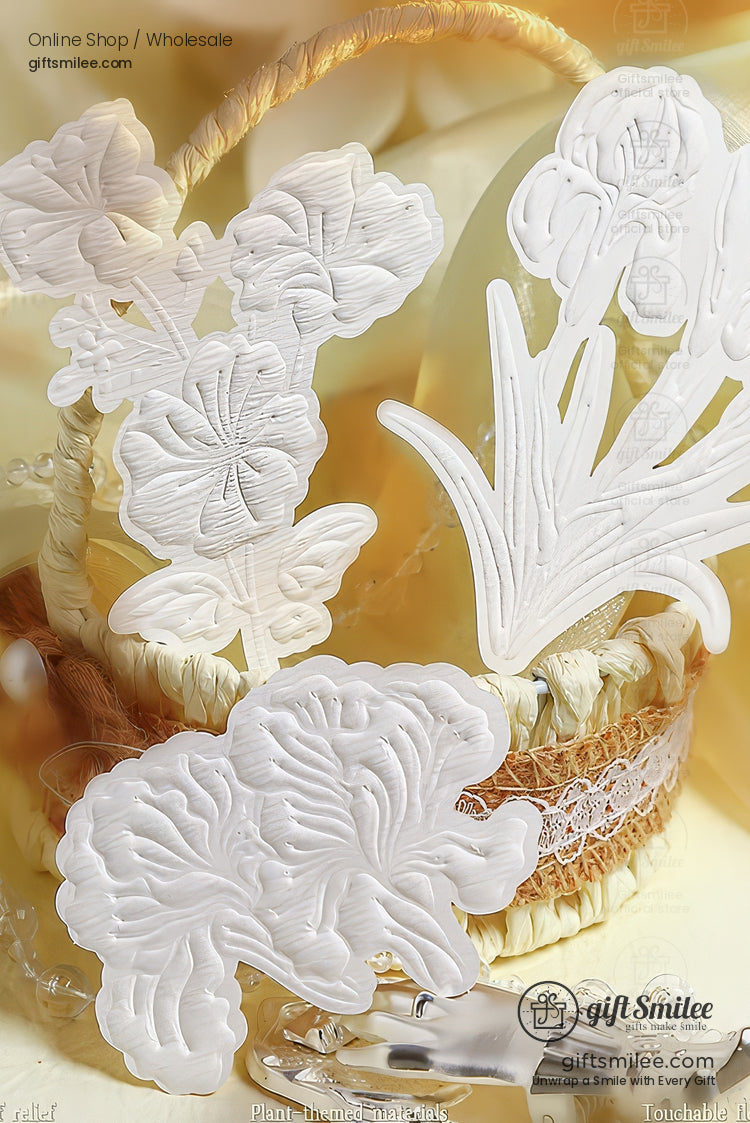 Embossed 3D Rose Relief Paintable Textured Paper Embossed Floral Stickers | KS-CK-1237