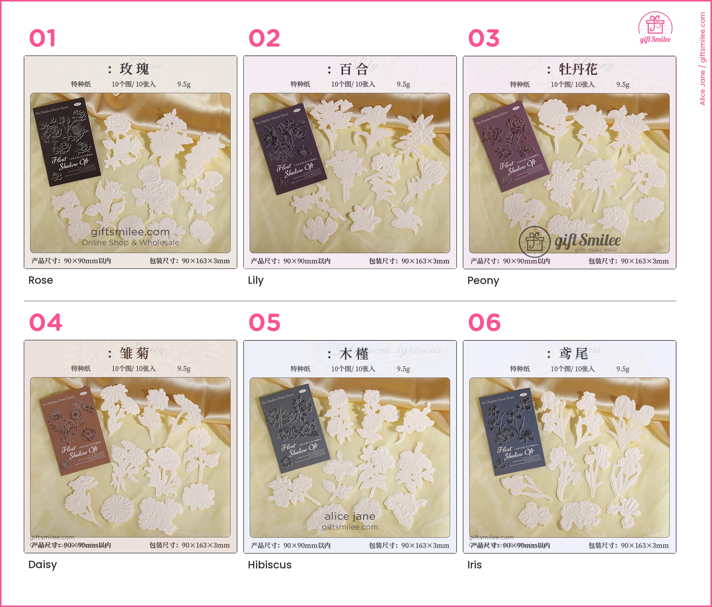 Embossed 3D Rose Relief Paintable Textured Paper Embossed Floral Stickers | KS-CK-1237