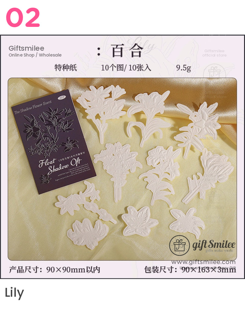 Embossed 3D Rose Relief Paintable Textured Paper Embossed Floral Stickers | KS-CK-1237