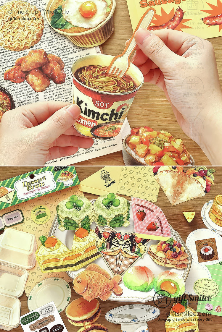 Matte Die‑Cut Food Illustration 20‑Piece Assorted Large Cutouts Decorative Stickers Set | KS-CK-1238