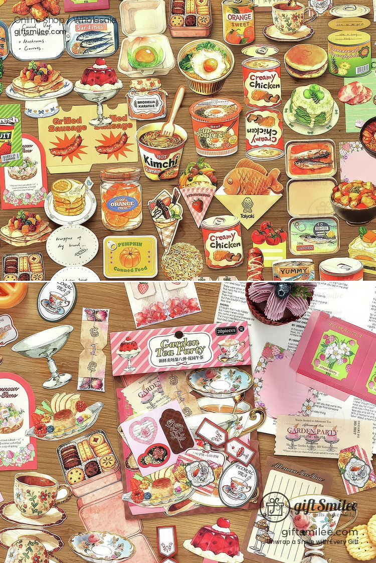 Matte Die‑Cut Food Illustration 20‑Piece Assorted Large Cutouts Decorative Stickers Set | KS-CK-1238