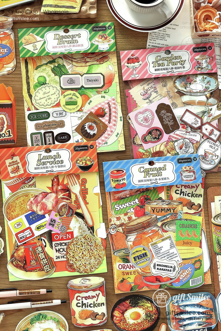 Matte Die‑Cut Food Illustration 20‑Piece Assorted Large Cutouts Decorative Stickers Set | KS-CK-1238