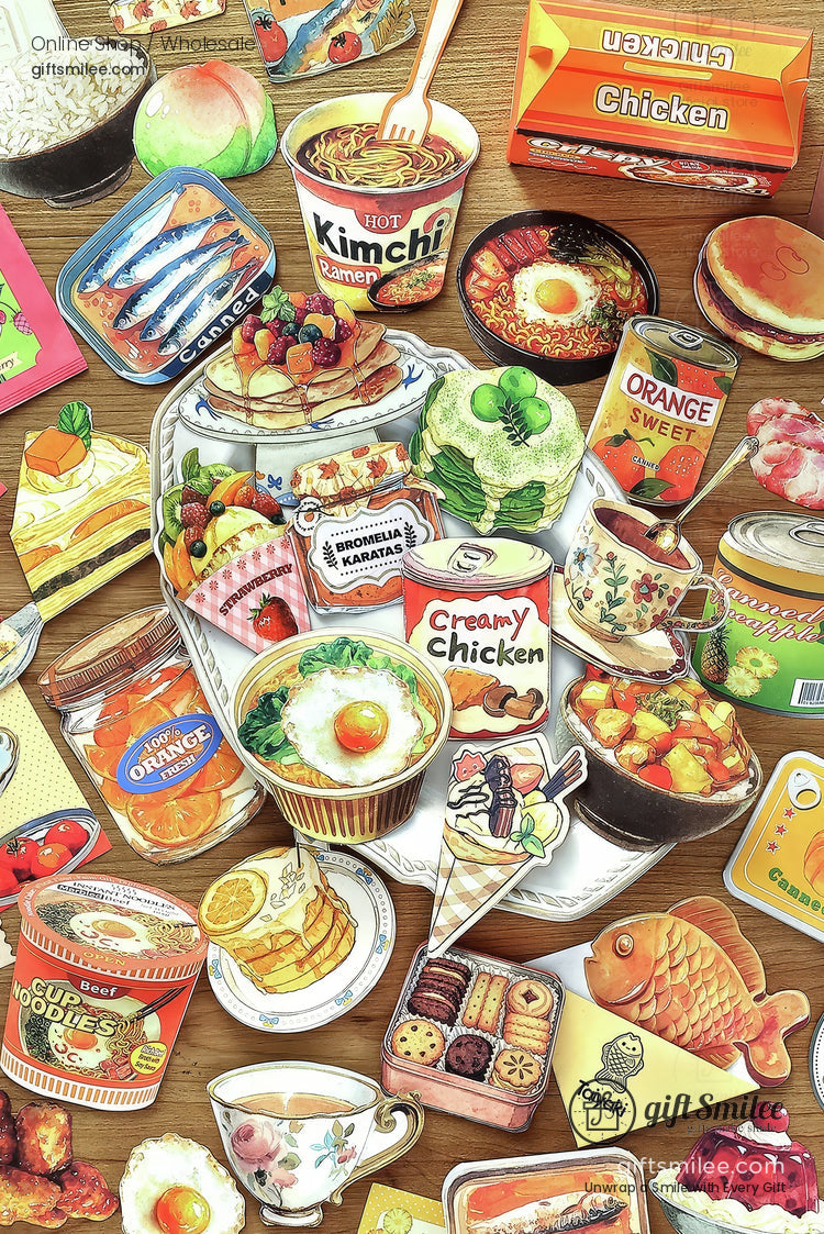 Matte Die‑Cut Food Illustration 20‑Piece Assorted Large Cutouts Decorative Stickers Set | KS-CK-1238