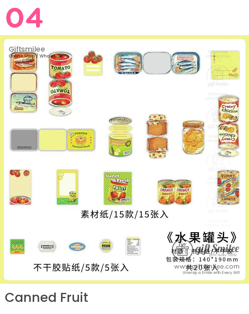 Matte Die‑Cut Food Illustration 20‑Piece Assorted Large Cutouts Decorative Stickers Set | KS-CK-1238