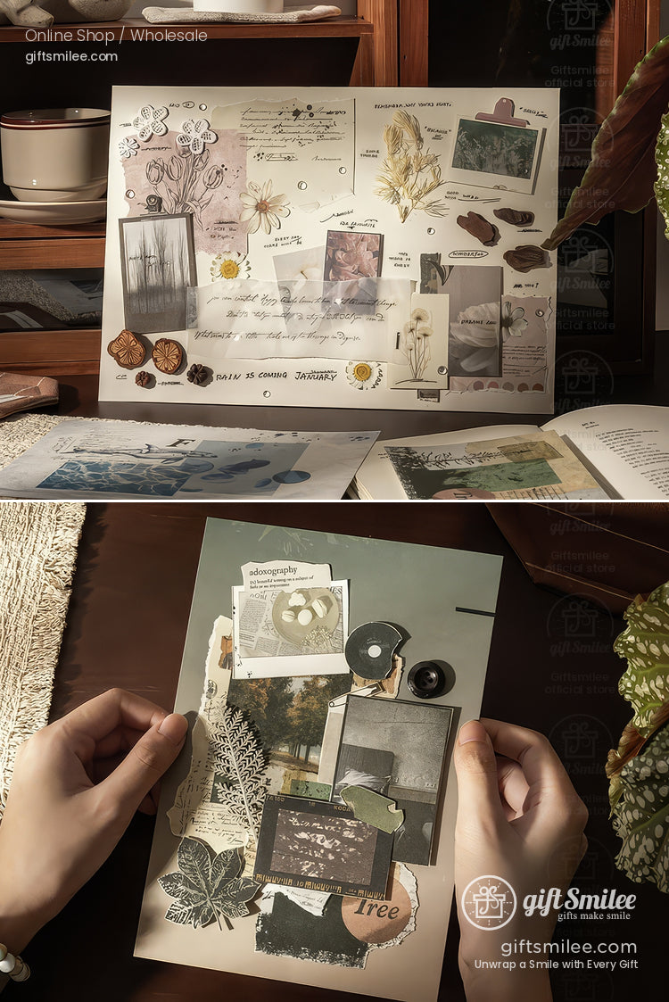 Textured Vintage Collage A5 6 Themes Thick Matte Prints Scrapbook Paper Set | KS-CK-1239