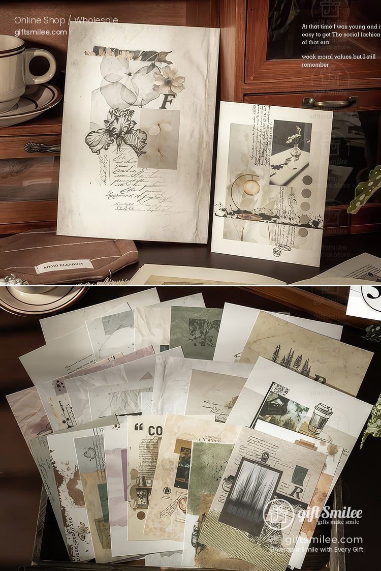 Textured Vintage Collage A5 6 Themes Thick Matte Prints Scrapbook Paper Set | KS-CK-1239