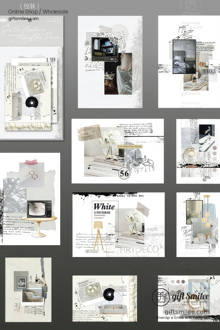 Textured Vintage Collage A5 6 Themes Thick Matte Prints Scrapbook Paper Set | KS-CK-1239