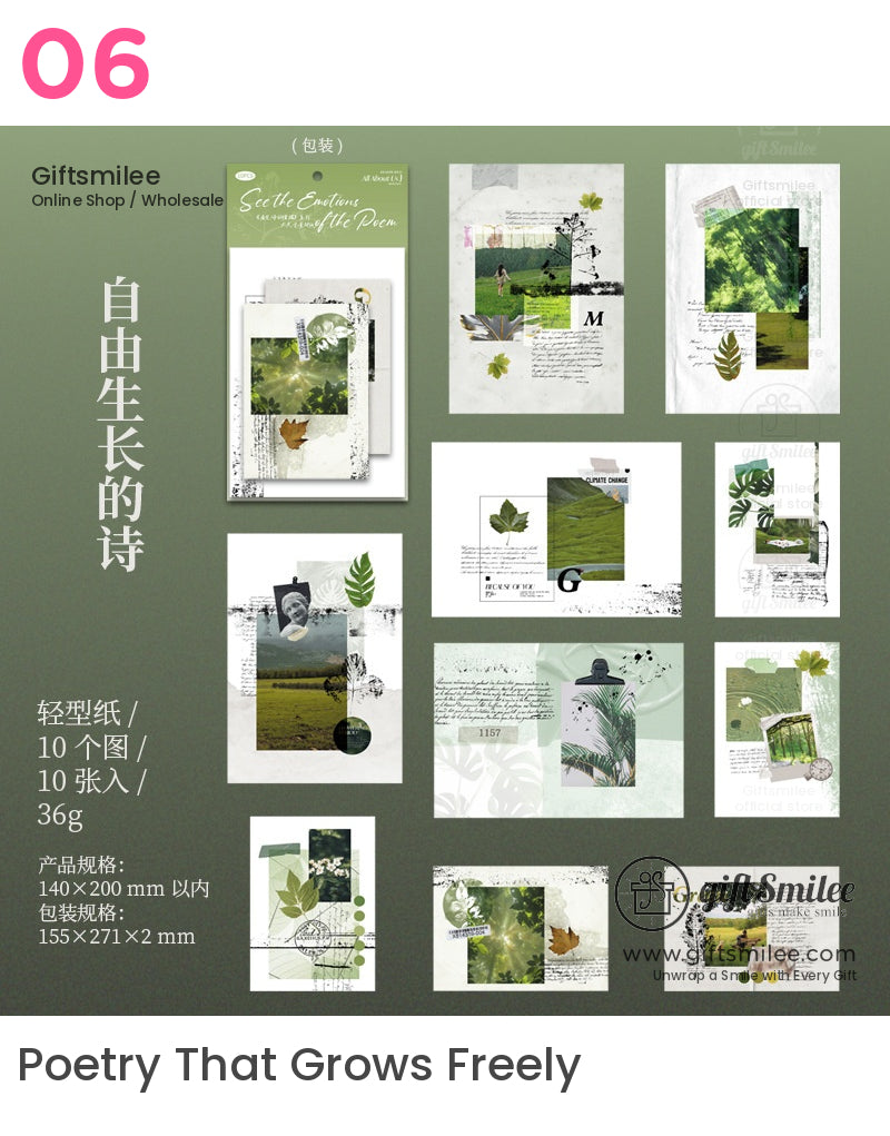 Textured Vintage Collage A5 6 Themes Thick Matte Prints Scrapbook Paper Set | KS-CK-1239