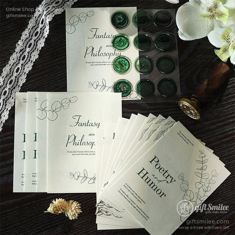 Matte Fiber Paper With Dome Resin Seals Vintage Journaling Sticker Set | KS-CK-1241