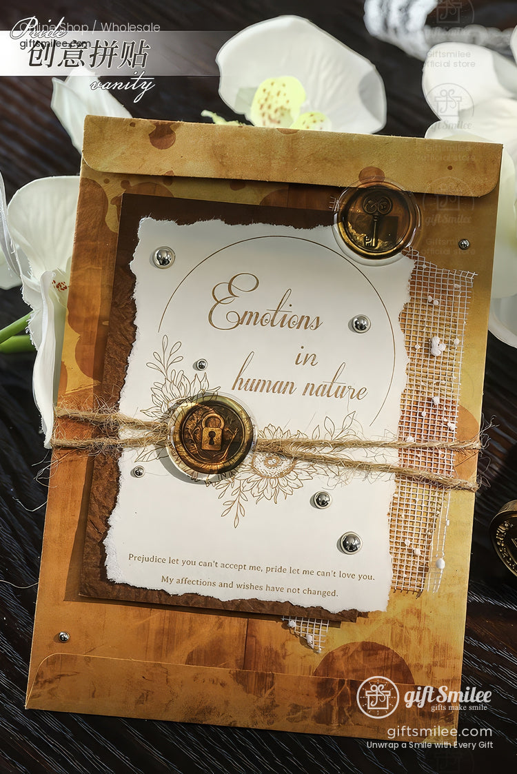 Matte Fiber Paper With Dome Resin Seals Vintage Journaling Sticker Set | KS-CK-1241