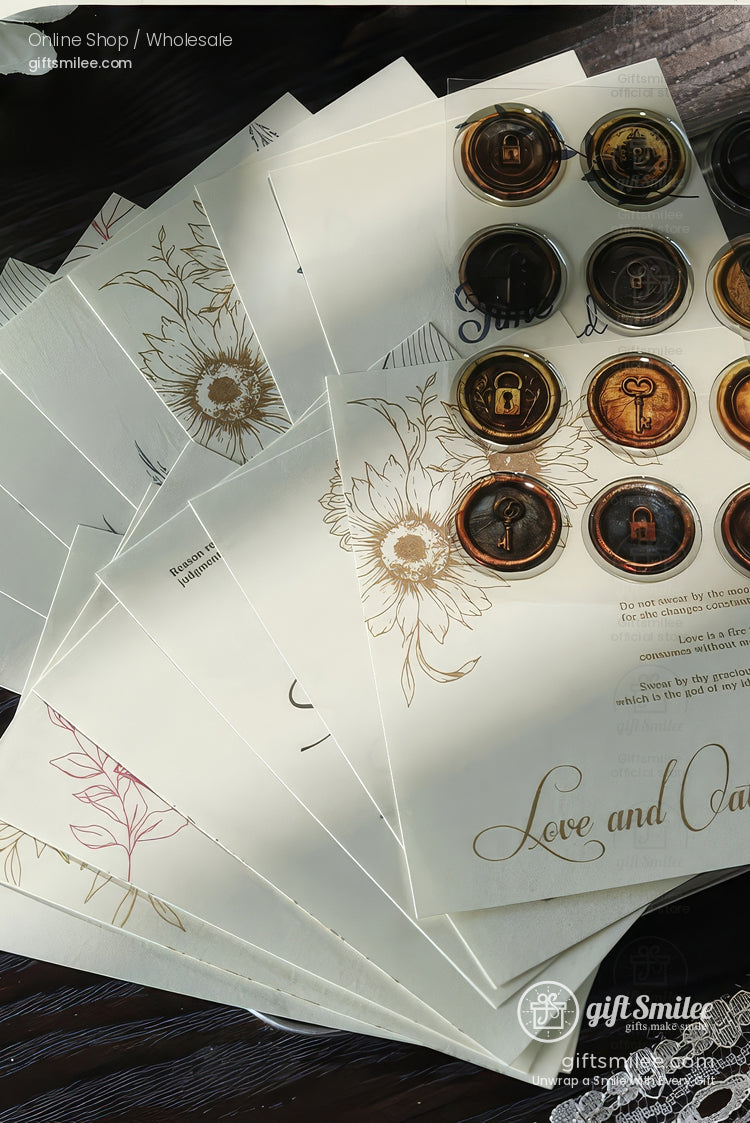 Matte Fiber Paper With Dome Resin Seals Vintage Journaling Sticker Set | KS-CK-1241