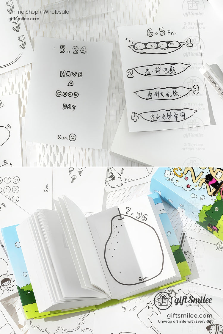 2026 Daily Tear‑Off Illustrated Thick Paper Stand‑Up Hardcover Daily Desk Calendar | KS-CK-1242