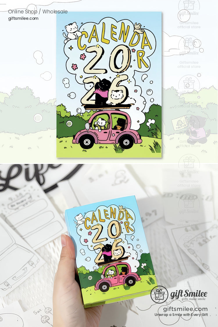 2026 Daily Tear‑Off Illustrated Thick Paper Stand‑Up Hardcover Daily Desk Calendar | KS-CK-1242