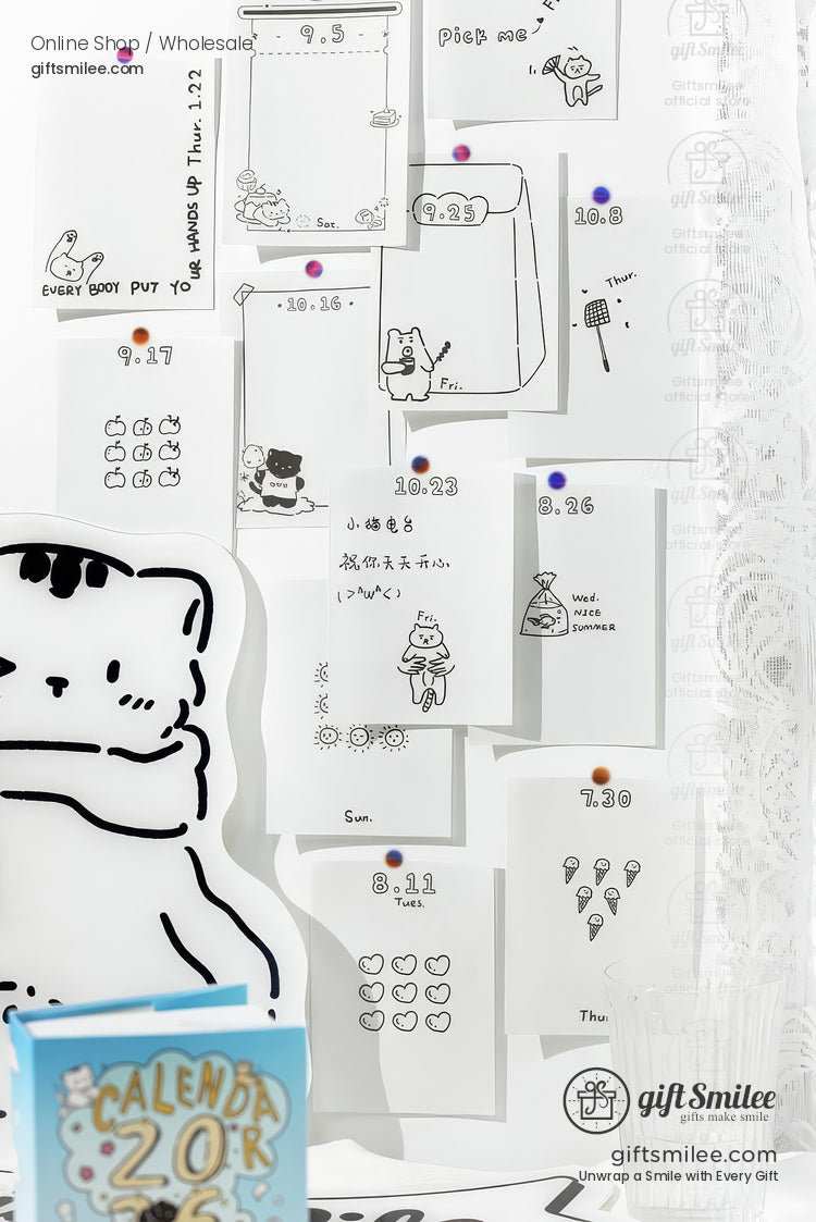 2026 Daily Tear‑Off Illustrated Thick Paper Stand‑Up Hardcover Daily Desk Calendar | KS-CK-1242