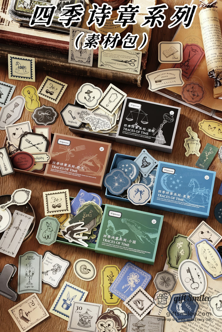 Four Seasons Poems Sticker Paper Ephemera Set | KS-CK-1243