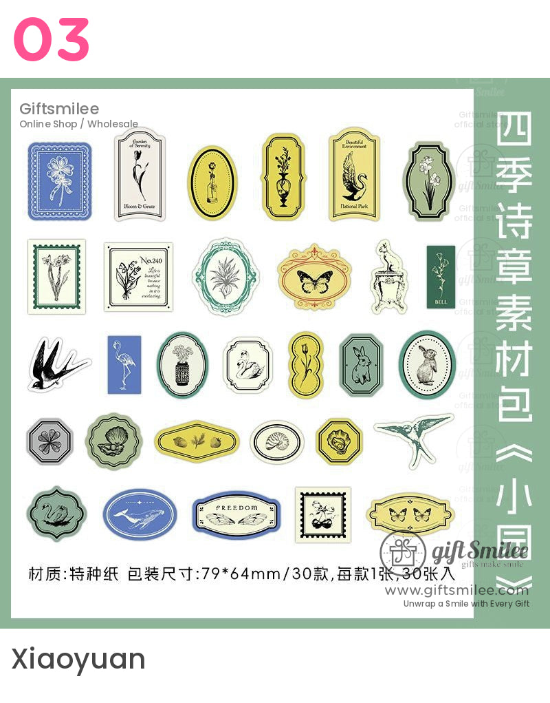 Four Seasons Poems Sticker Paper Ephemera Set | KS-CK-1243