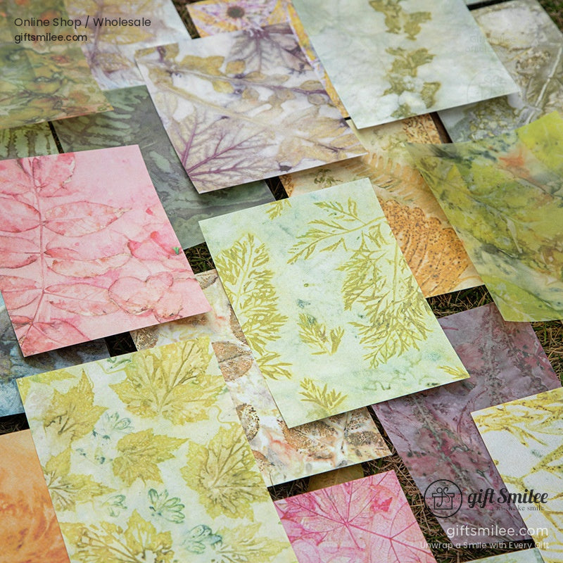 Eco-Printed Plant Dye Assorted A6 Decorative Paper Pack | KS-CK-1257